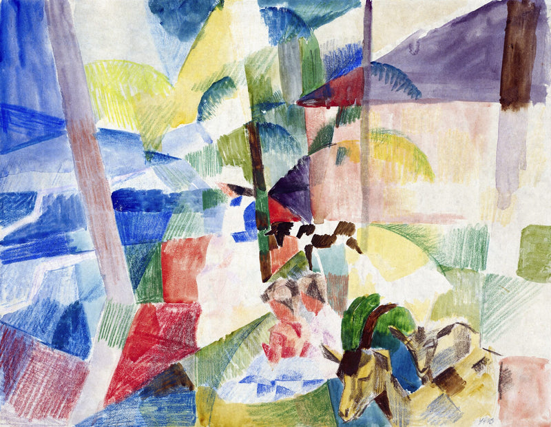 Landscape with children and goats — August Macke