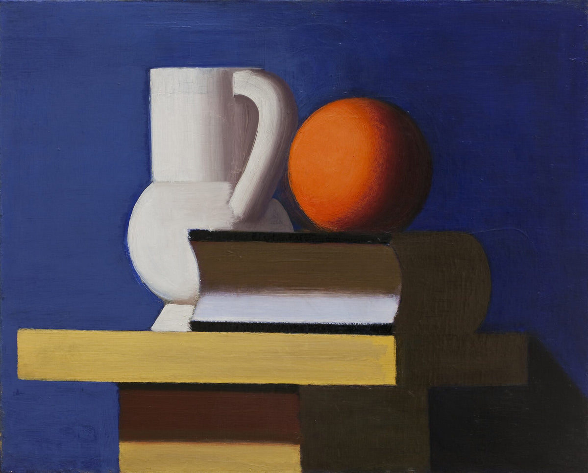 Still Life with White Jar, Orange and Book — Vilhelm Lundstrøm