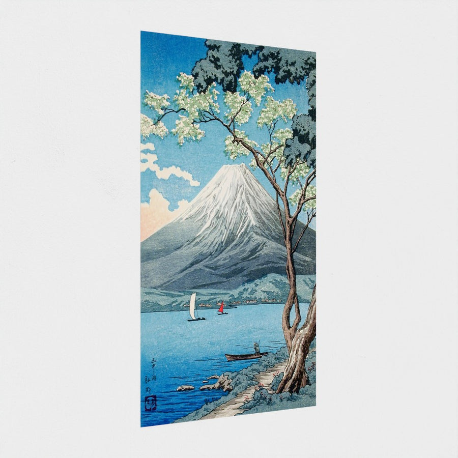 Mount Fuji from Lake Yamanaka — unframed, at an angle