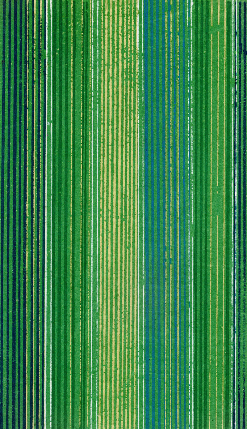 Japanese textile design, green stripes — Furuya Korin