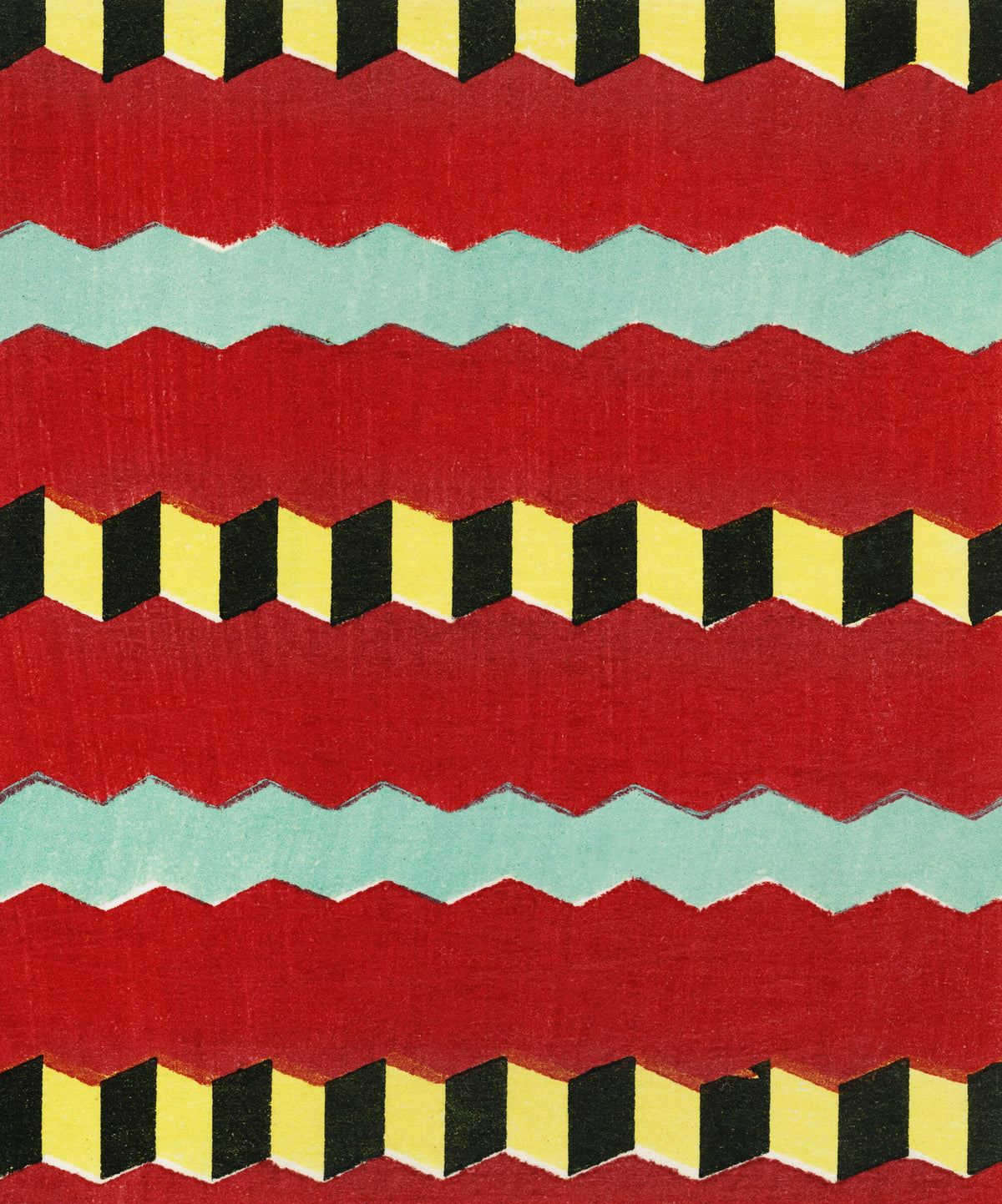 Japanese textile design, red zigzag — Furuya Korin