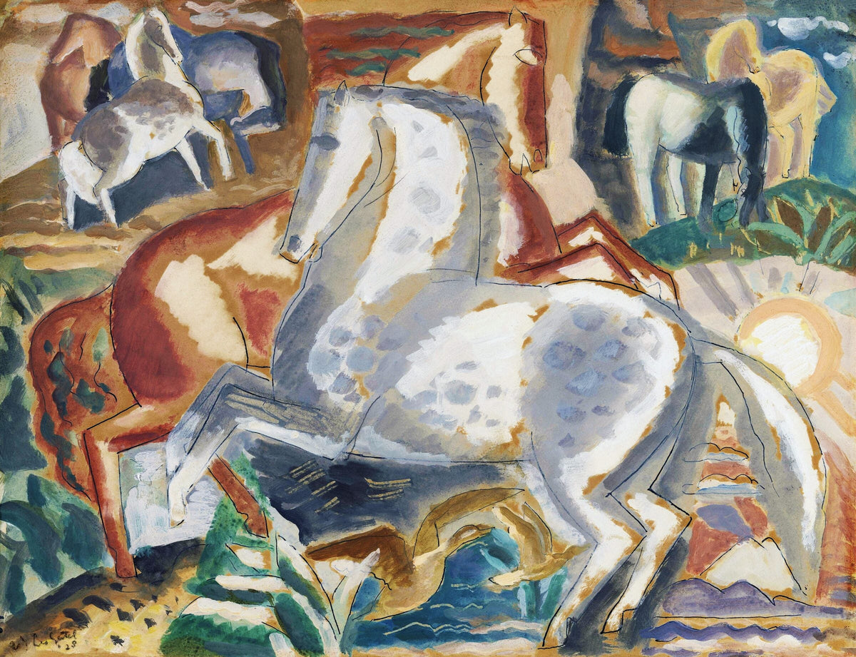 Horses in landscape — Leo Gestel