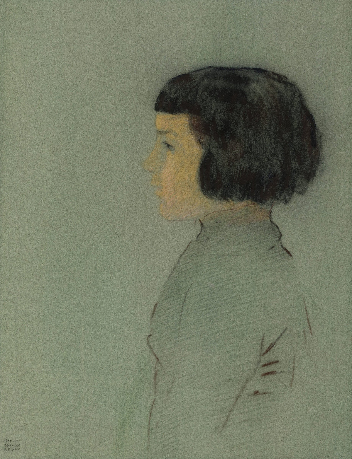 Young Woman in Profile — Odilon Redon