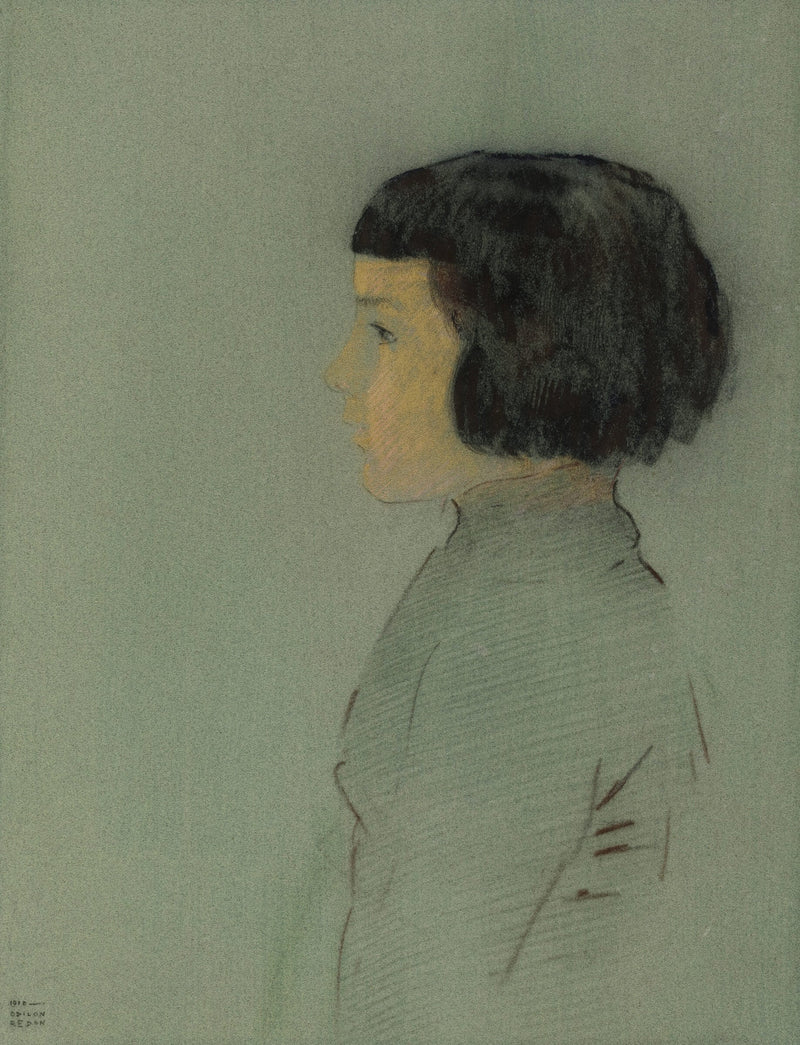 Young Woman in Profile — Odilon Redon