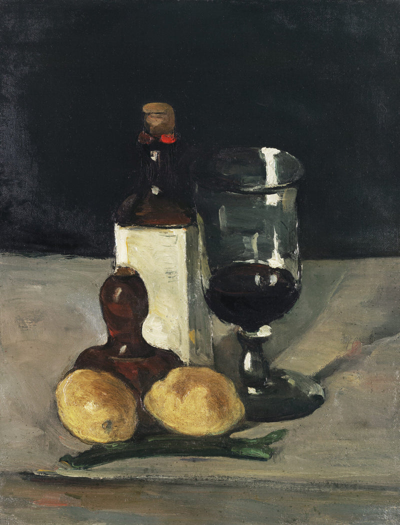 Still Life with Bottle, Glass, and Lemons — Paul Cézanne