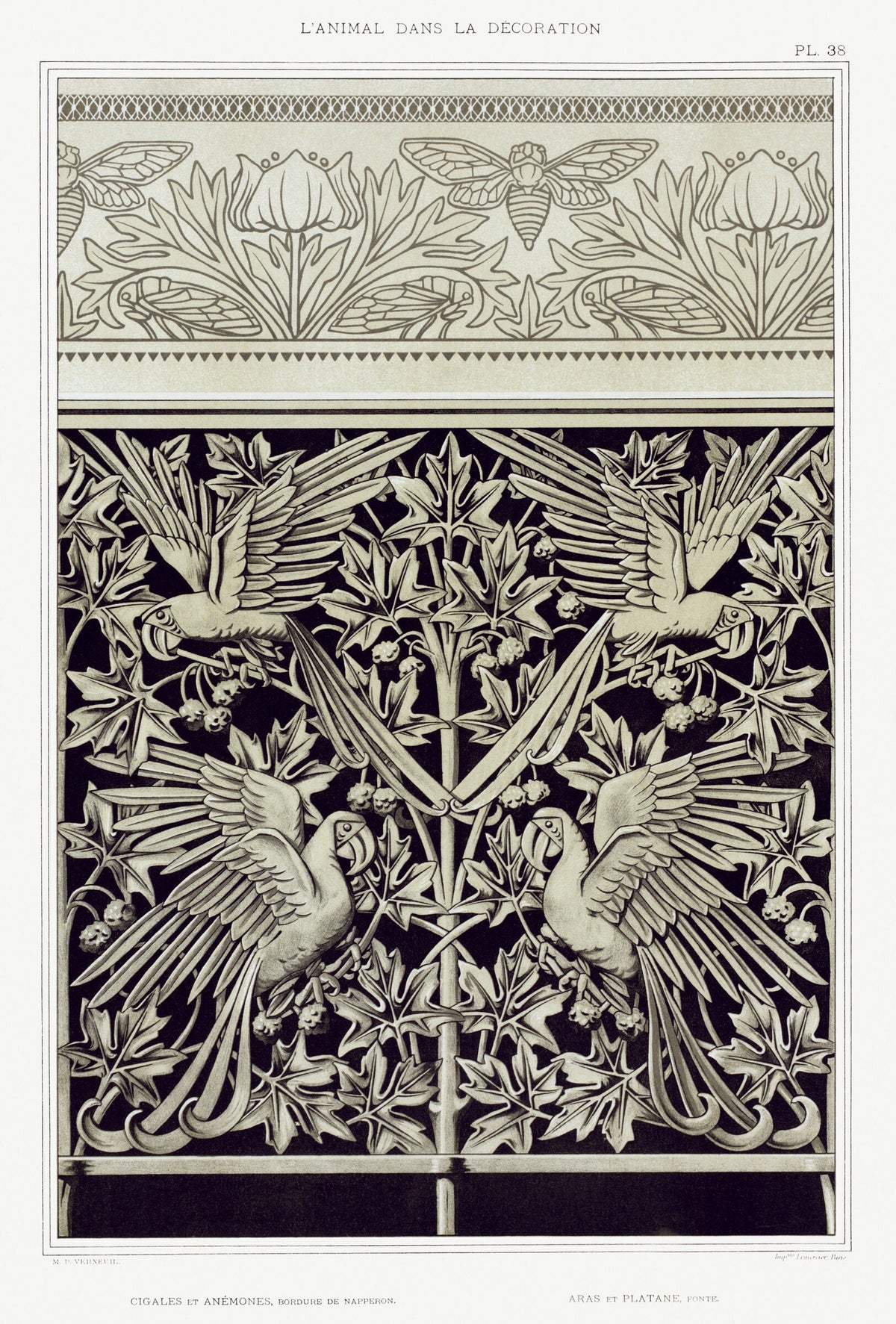 Cigales et anémones, bordure de napperon — Maurice Pillard Verneuil