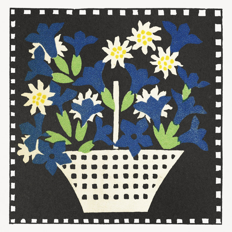 Basket of Flowers, in blue and white — Leopoldine Kolbe