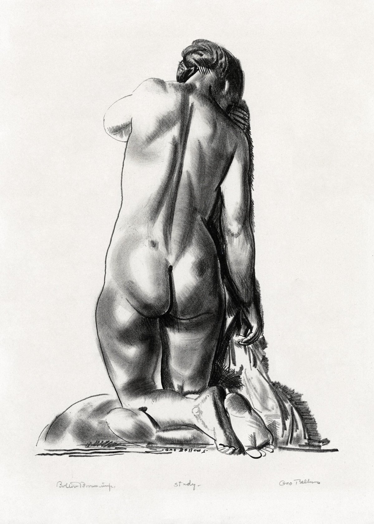 Nude Study, Woman Kneeling on a Pillow — George Wesley Bellows