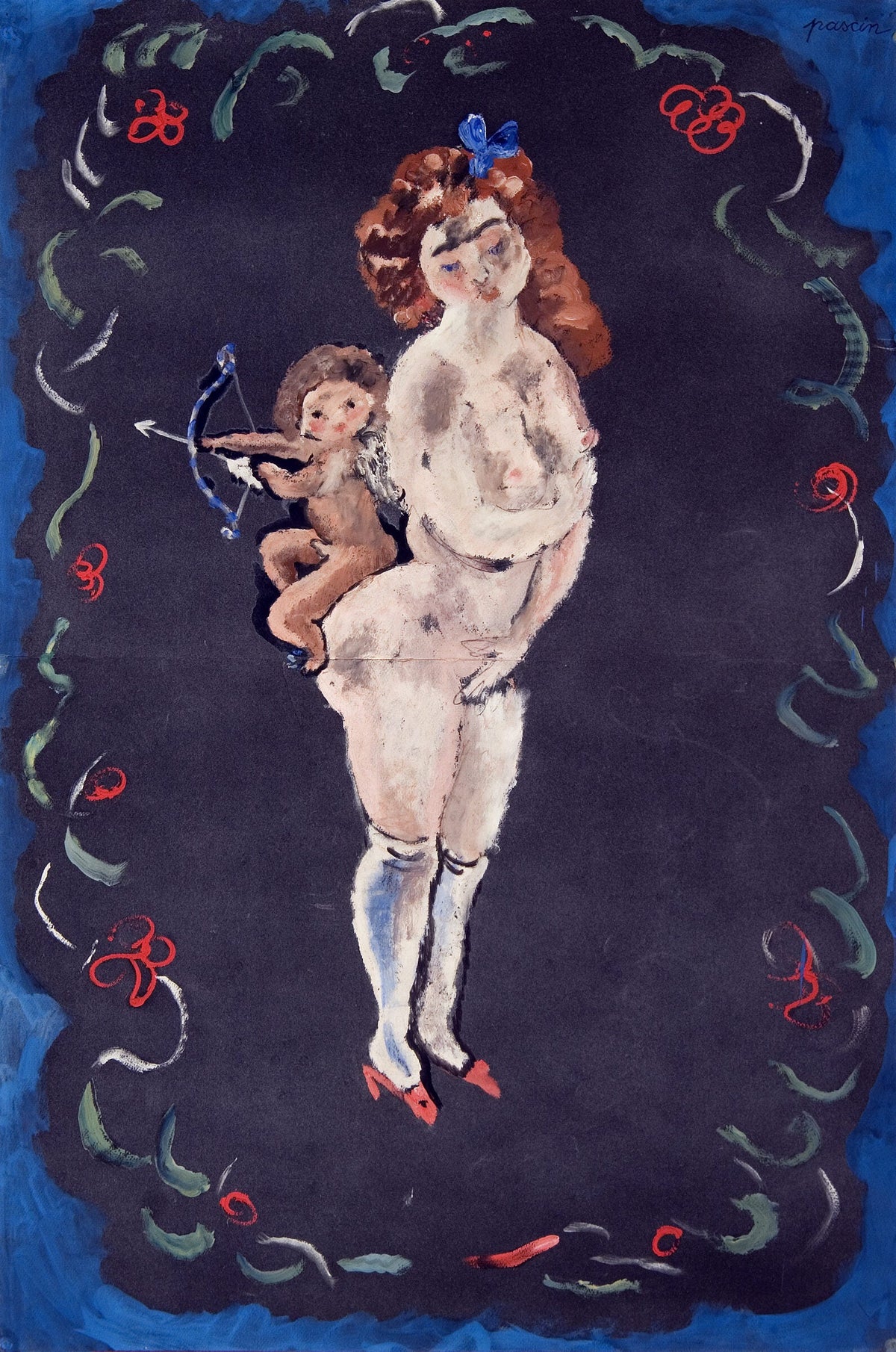 Nude and Cupid — Jules Pascin