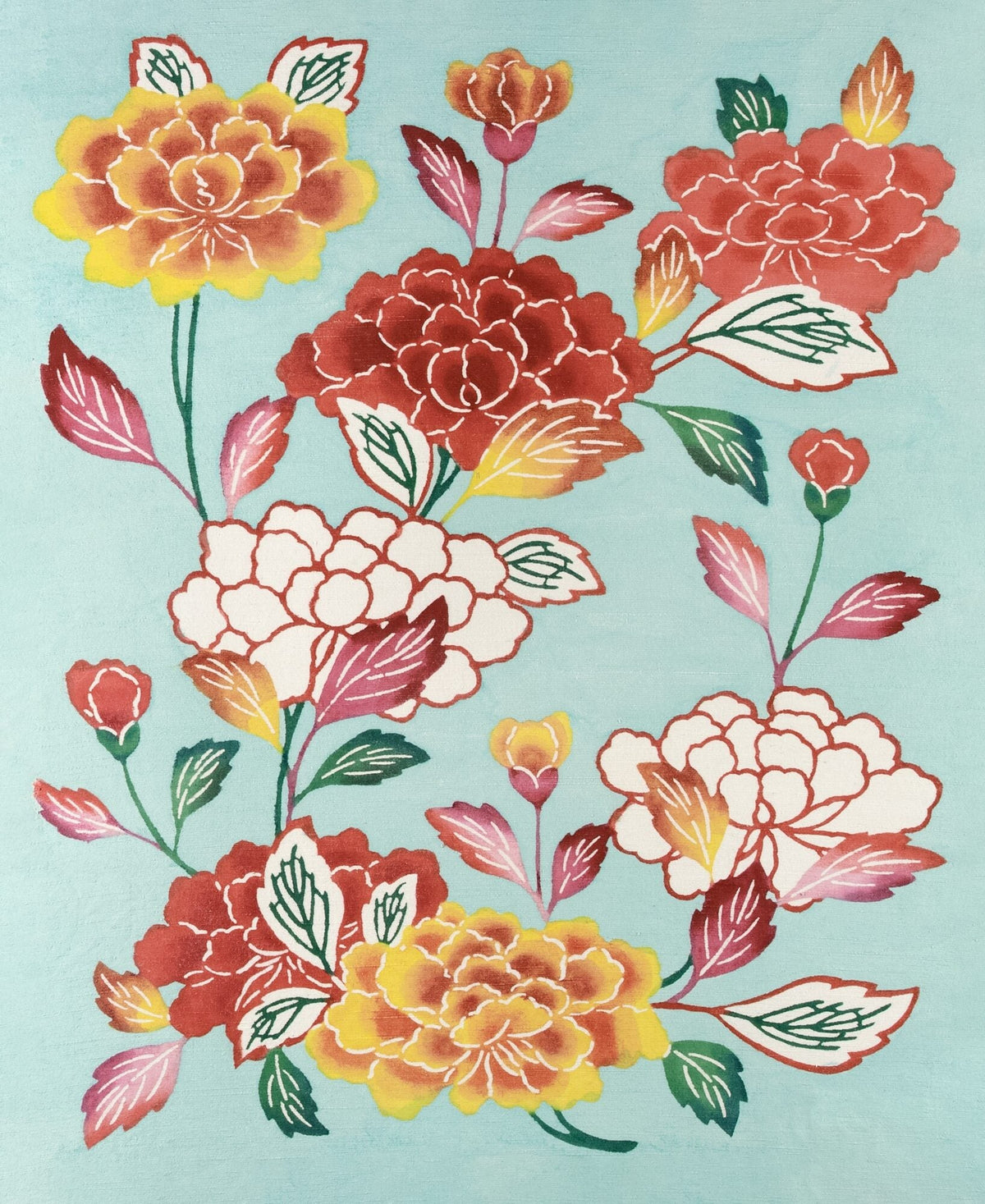 Bingata Panel with Tree Peonies — Teruyo Shinohara