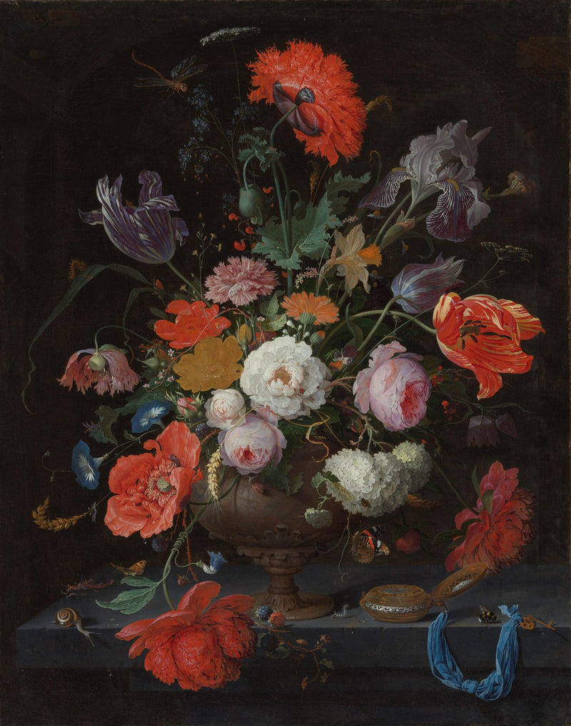 Still Life with Flowers and a Watch — Abraham Mignon