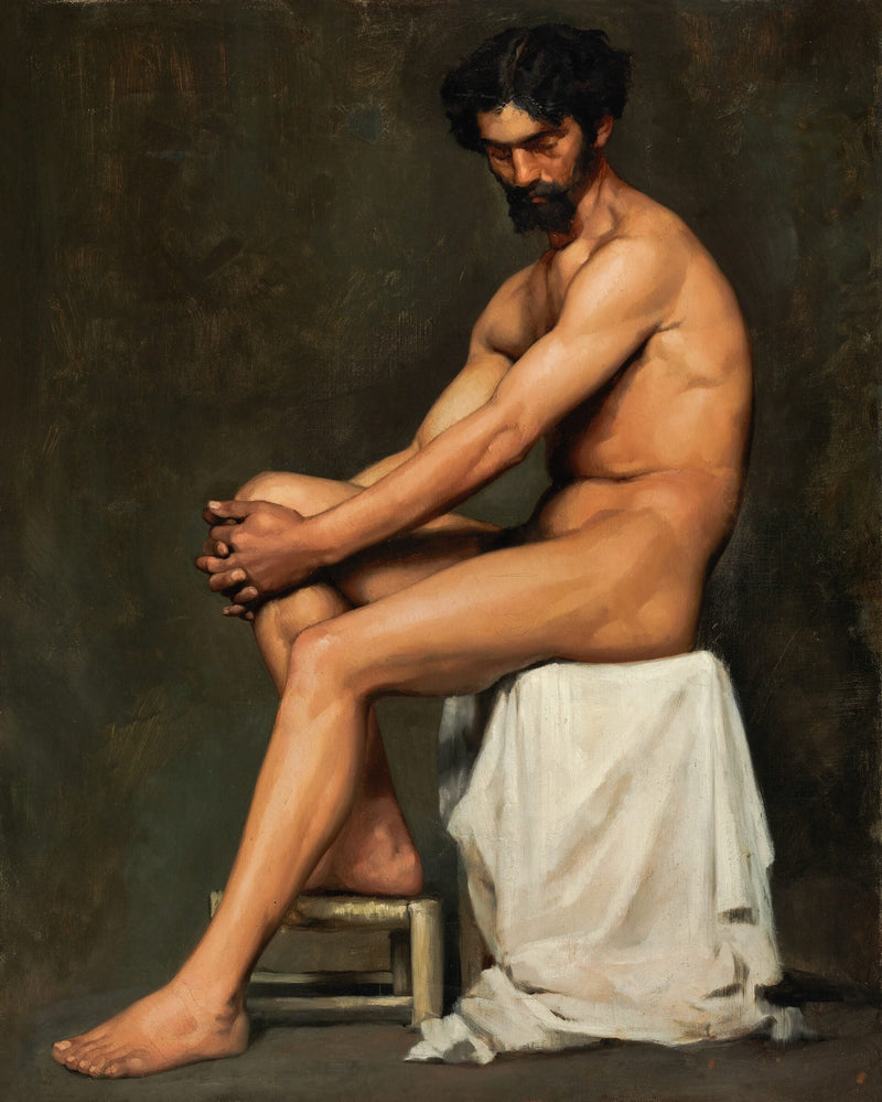 Seated Man, Academy Study — Albert Edelfelt