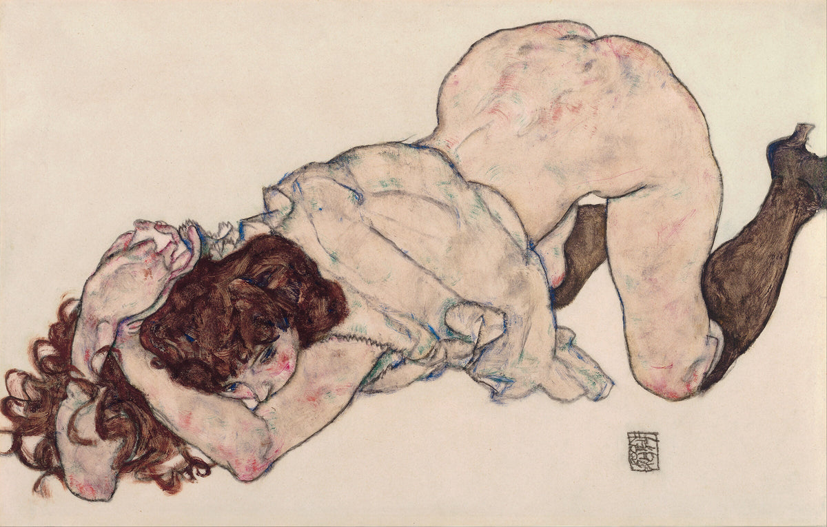 Kneeling Girl, Resting on Both Elbows — Egon Schiele