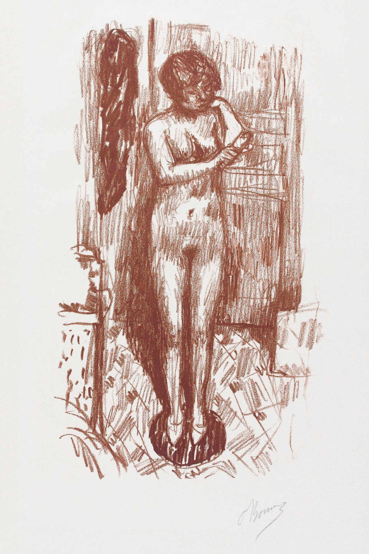 Standing Nude Woman Washing Herself — Pierre Bonnard