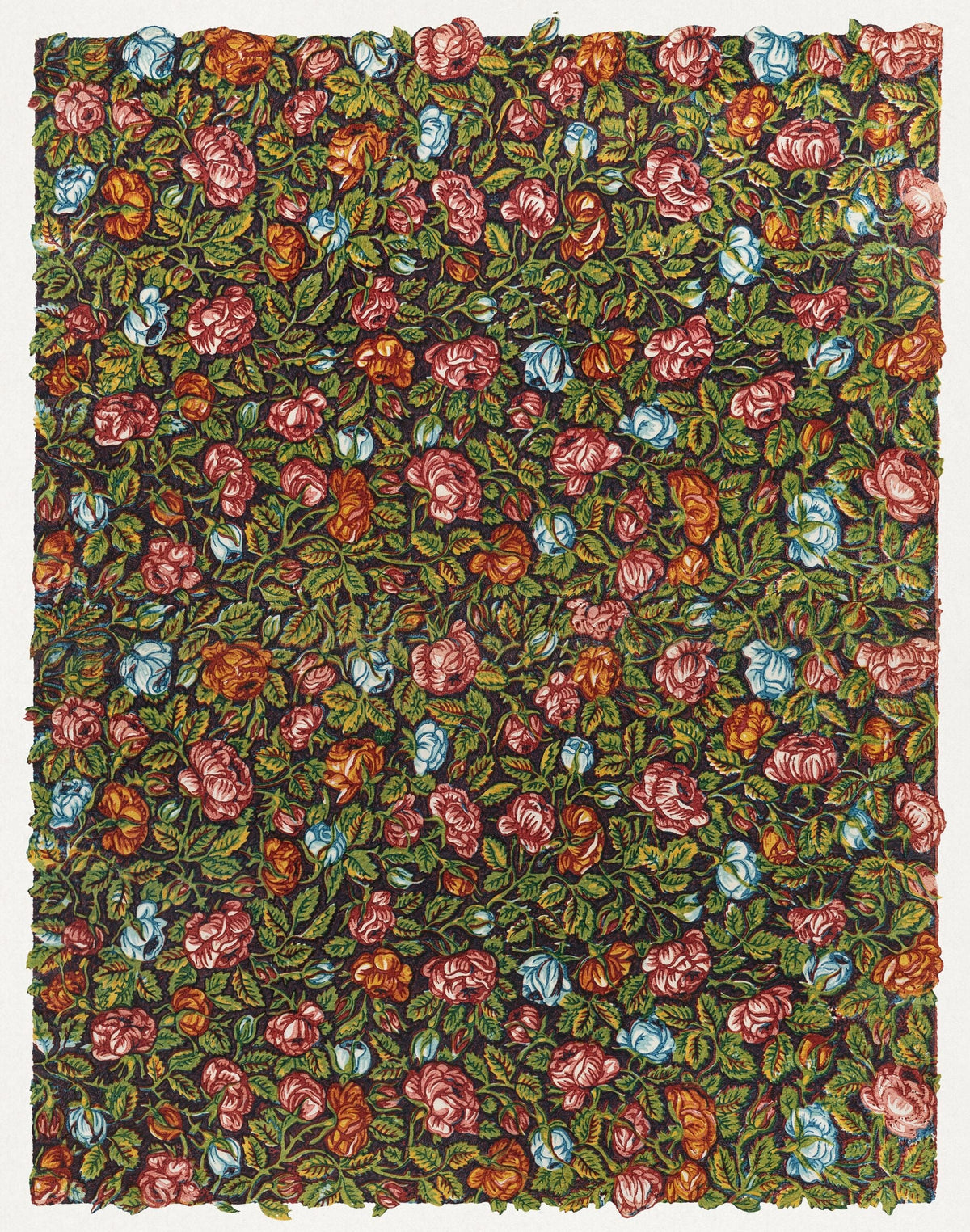 Sheet with Overall Floral Pattern on a Dark Background