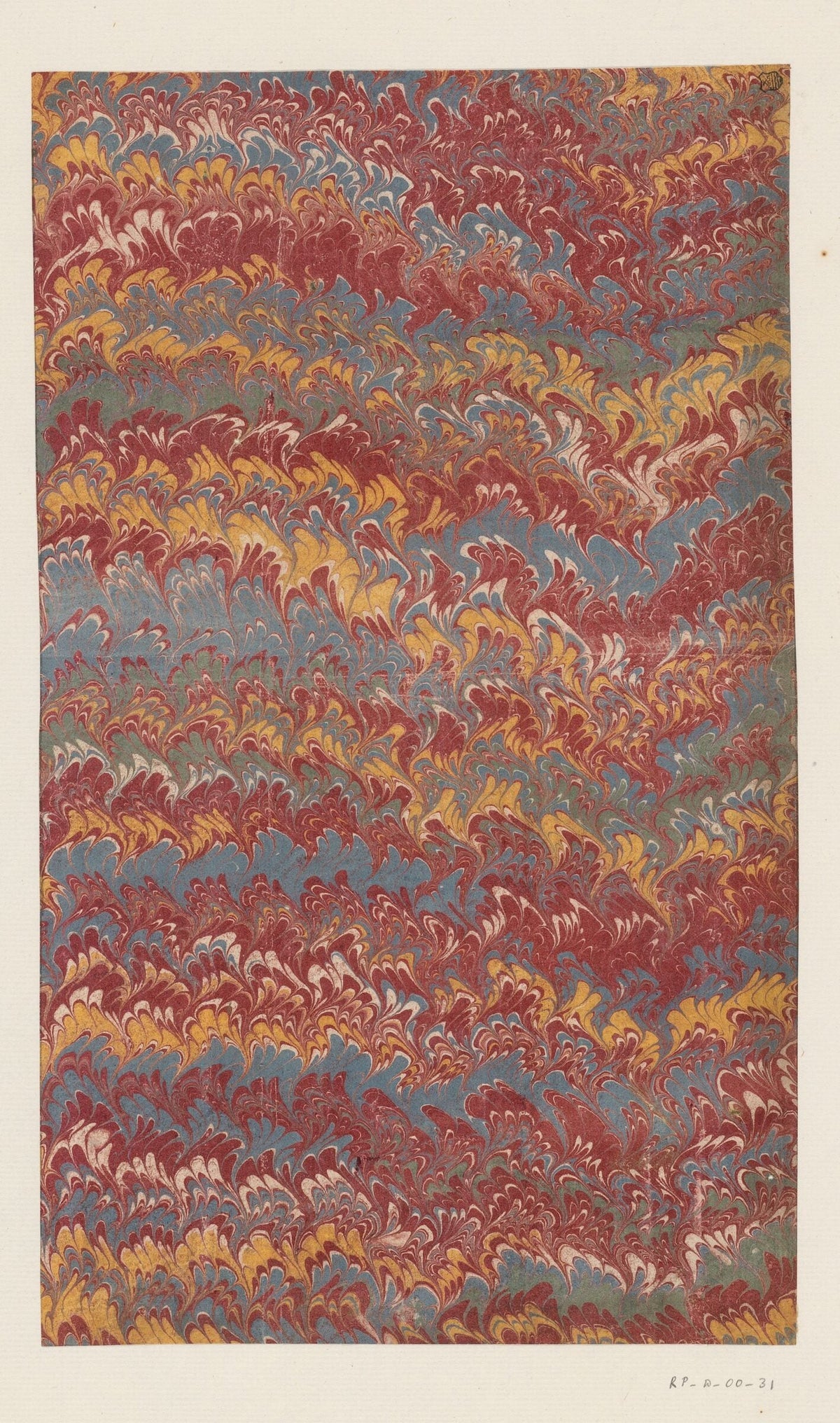 Wavy Double-Comb Marble in Blue, Red, Yellow and Green
