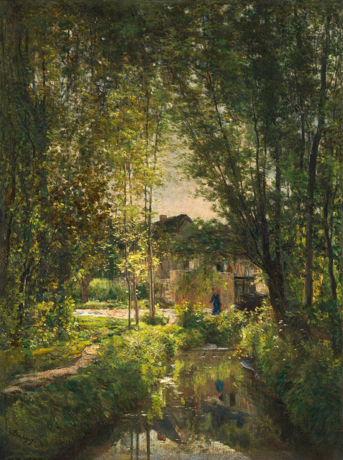 Landscape with a Sunlit Stream — Charles-François Daubigny