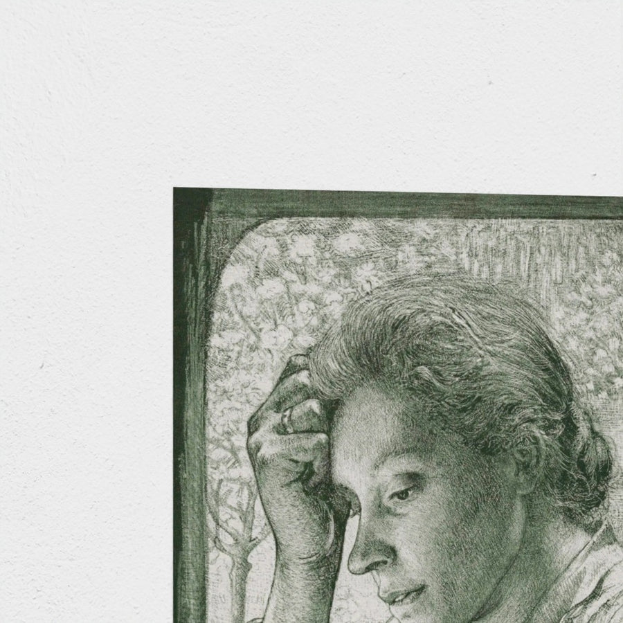 Portrait of Henriëtte Roland Holst-van der Schalk — unframed, corner detail