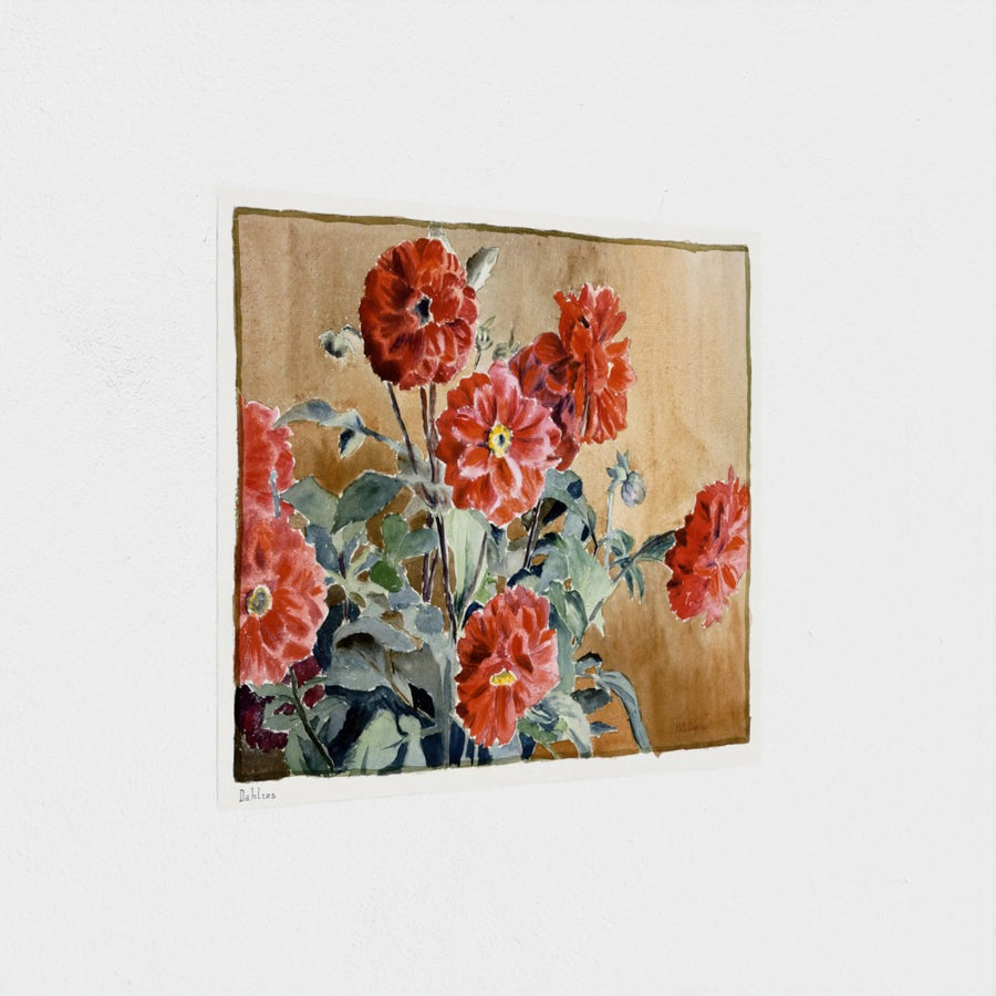 Dahlias — unframed, at an angle