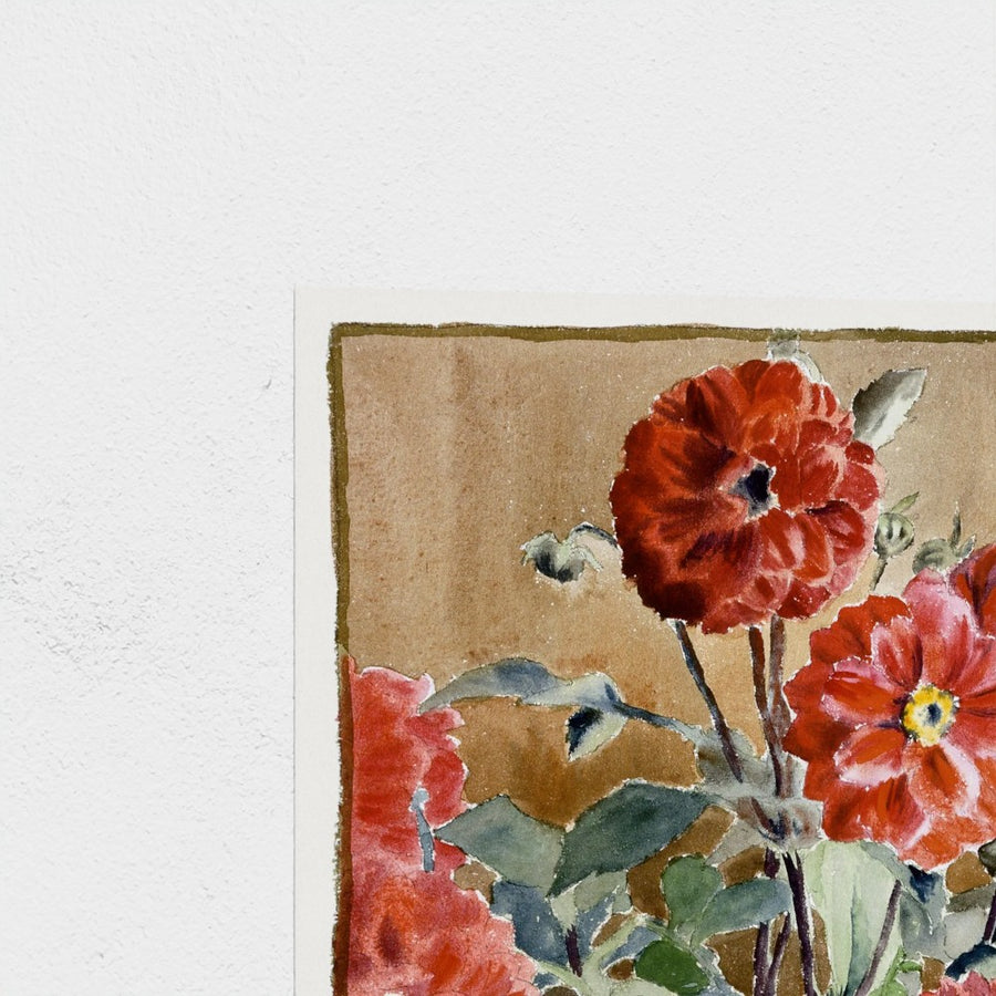 Dahlias — unframed, corner detail