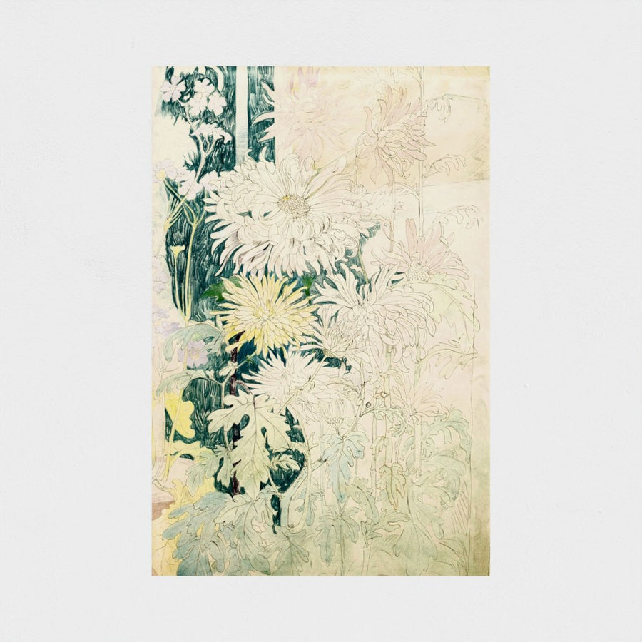 Chrysanten en enkele andere herfstbloemen — unframed, front