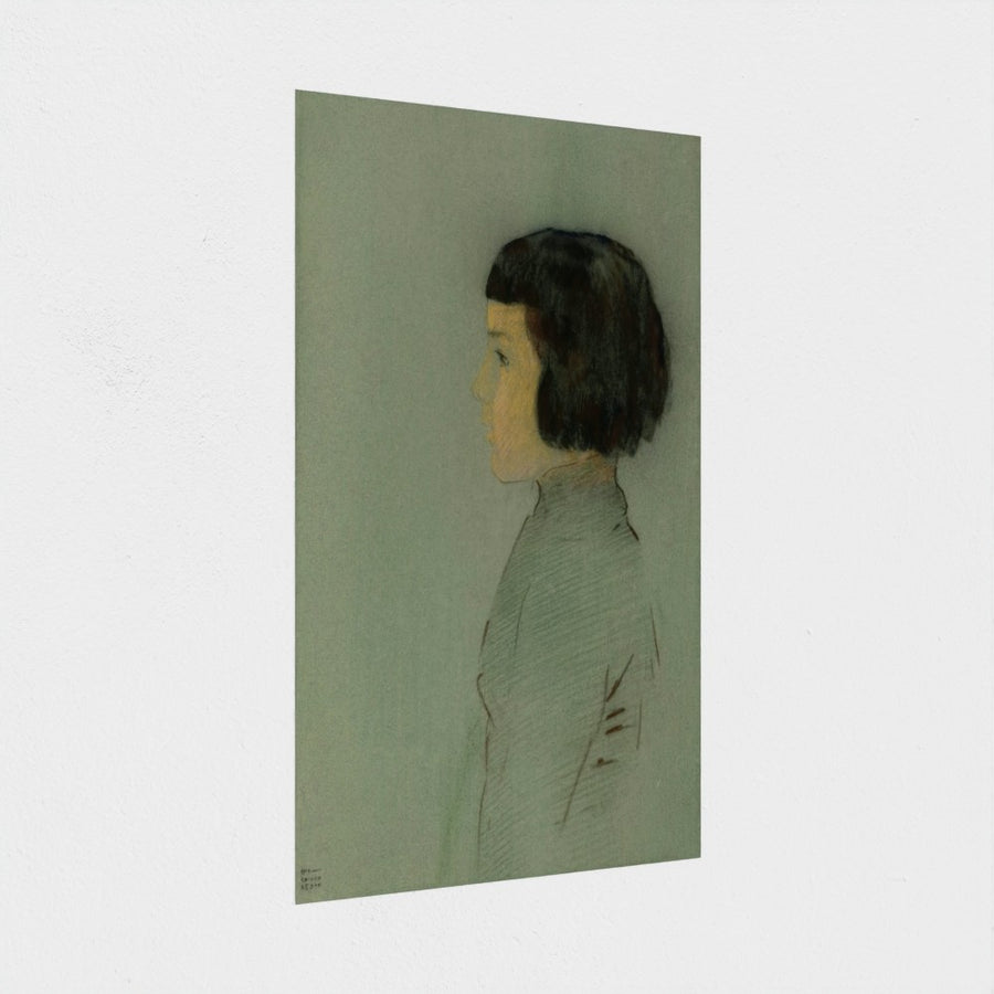 Young Woman in Profile — unframed, at an angle