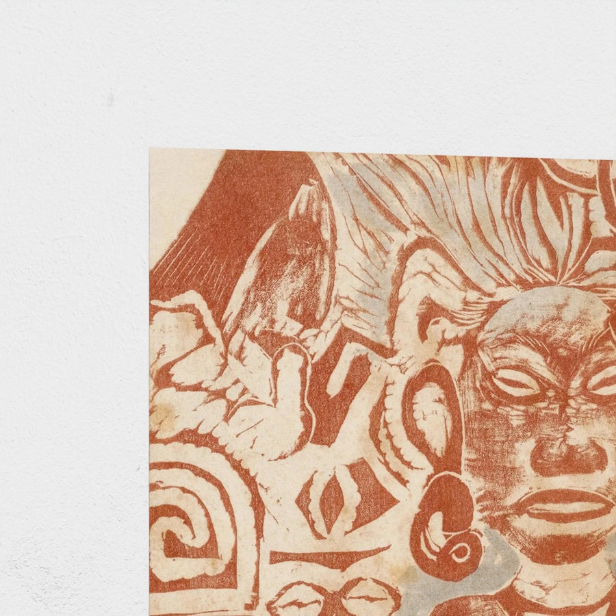 Tahitian Idol — the Goddess Hina — unframed, corner detail