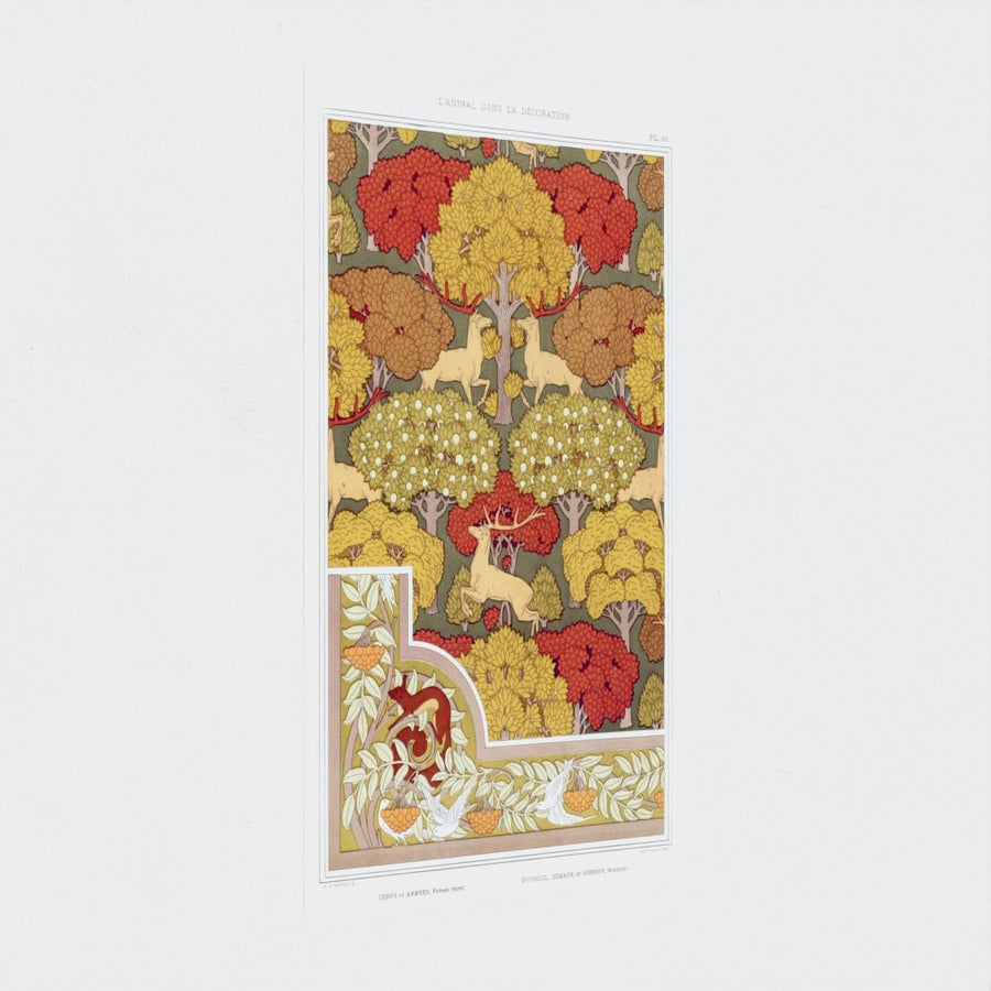 Cerfs et arbres, papier peint — unframed, at an angle