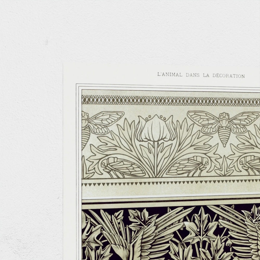 Cigales et anémones, bordure de napperon — unframed, corner detail