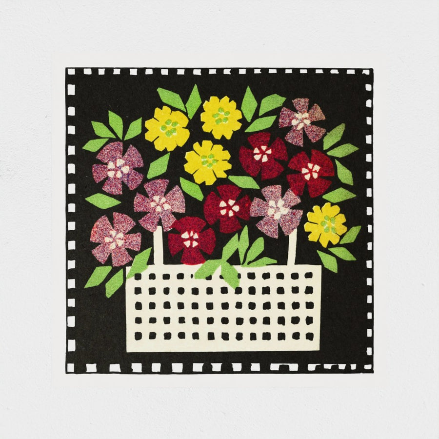 Basket of Flowers, in red and yellow — unframed, front