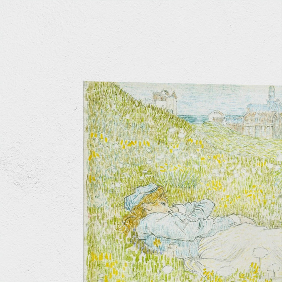 Woman Lying in the Dunes near Noordwijk — unframed, corner detail