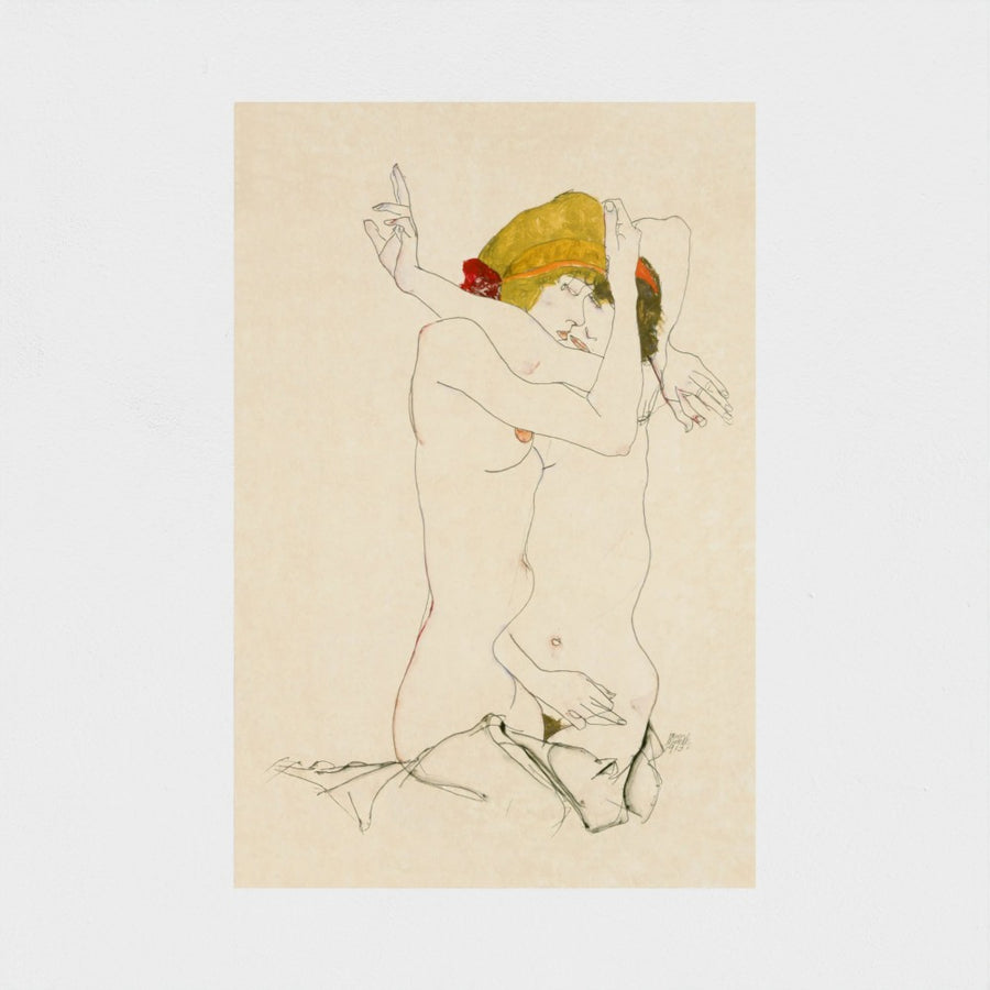 Two Women Embracing — unframed, front