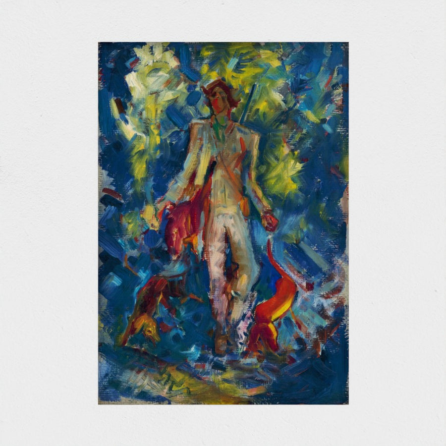 Standing Huntsman with Two Dogs — unframed, front