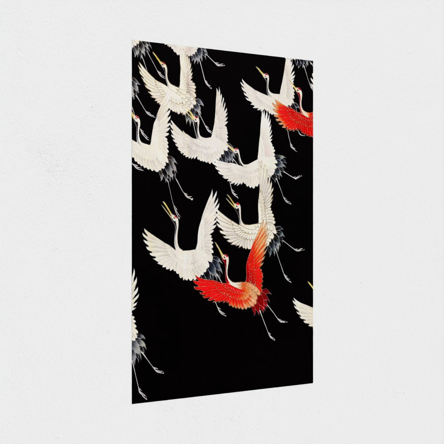 Furisode with a Myriad of Flying Cranes — unframed, at an angle