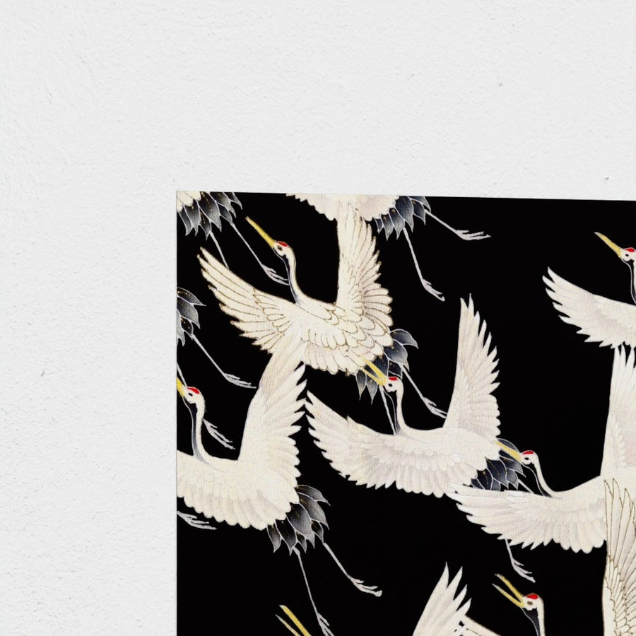 Furisode with a Myriad of Flying Cranes — unframed, corner detail