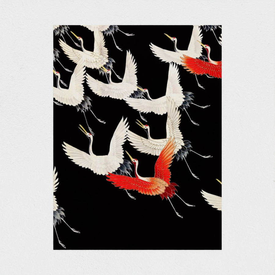 Furisode with a Myriad of Flying Cranes — unframed, front