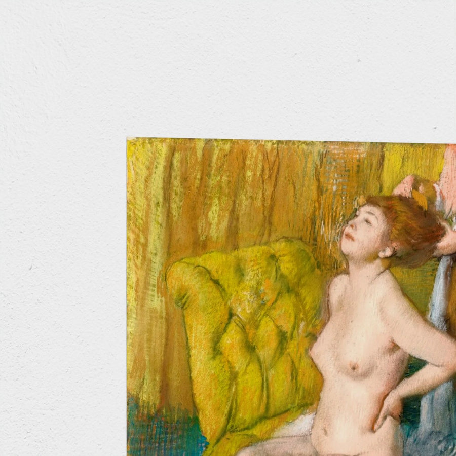 Woman Having Her Hair Combed — unframed, corner detail