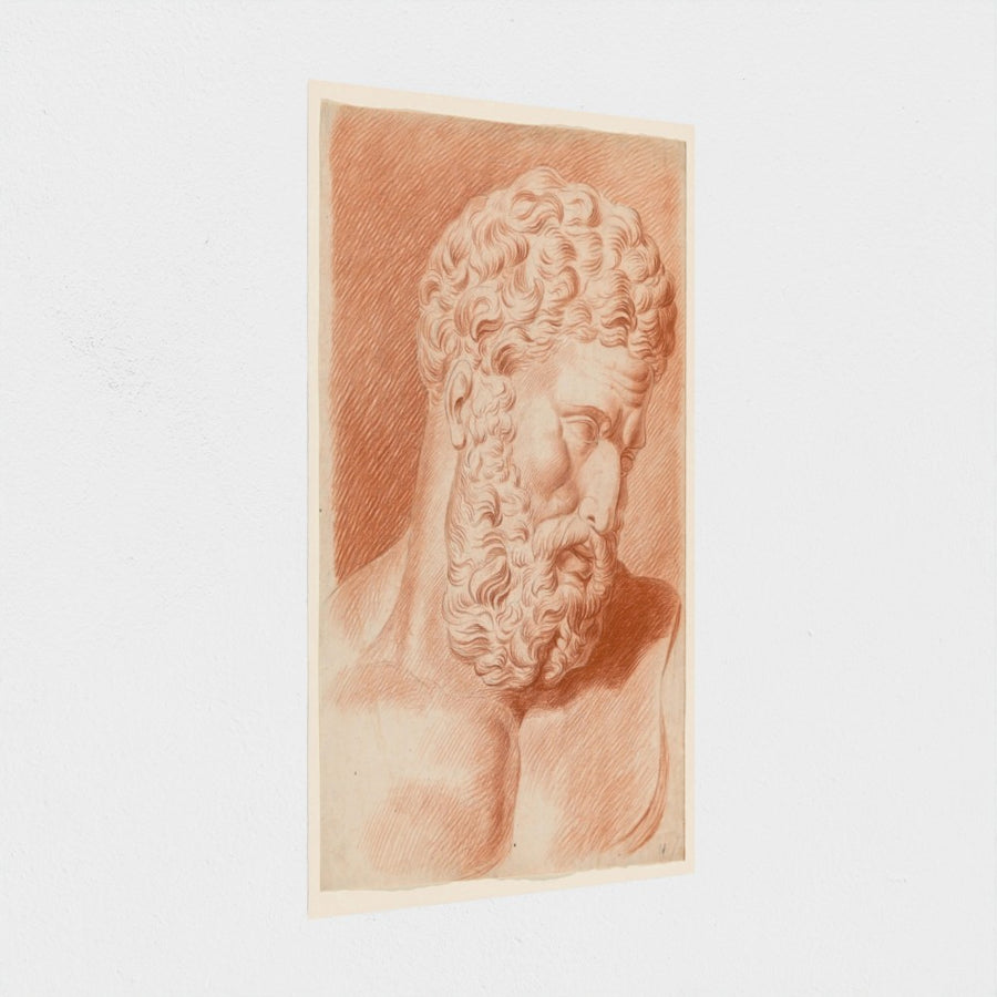 Academy Study: Plaster Cast of a Bearded Man — unframed, at an angle