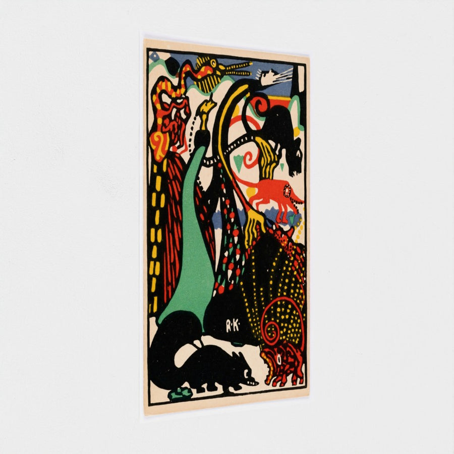 Humorous Subject, Wiener Werkstätte Postcard No. 148 — unframed, at an angle