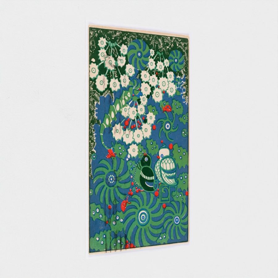 Birds and Flowers, Wiener Werkstätte Postcard No. 750 — unframed, at an angle