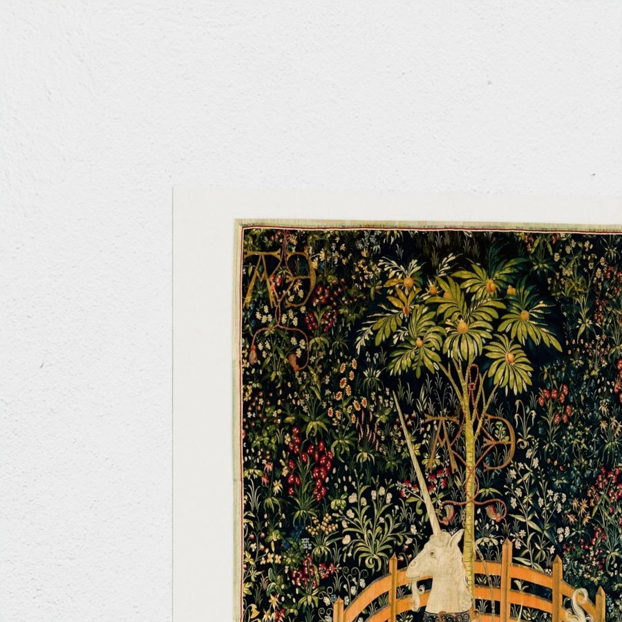 The Unicorn Rests in a Garden — unframed, corner detail