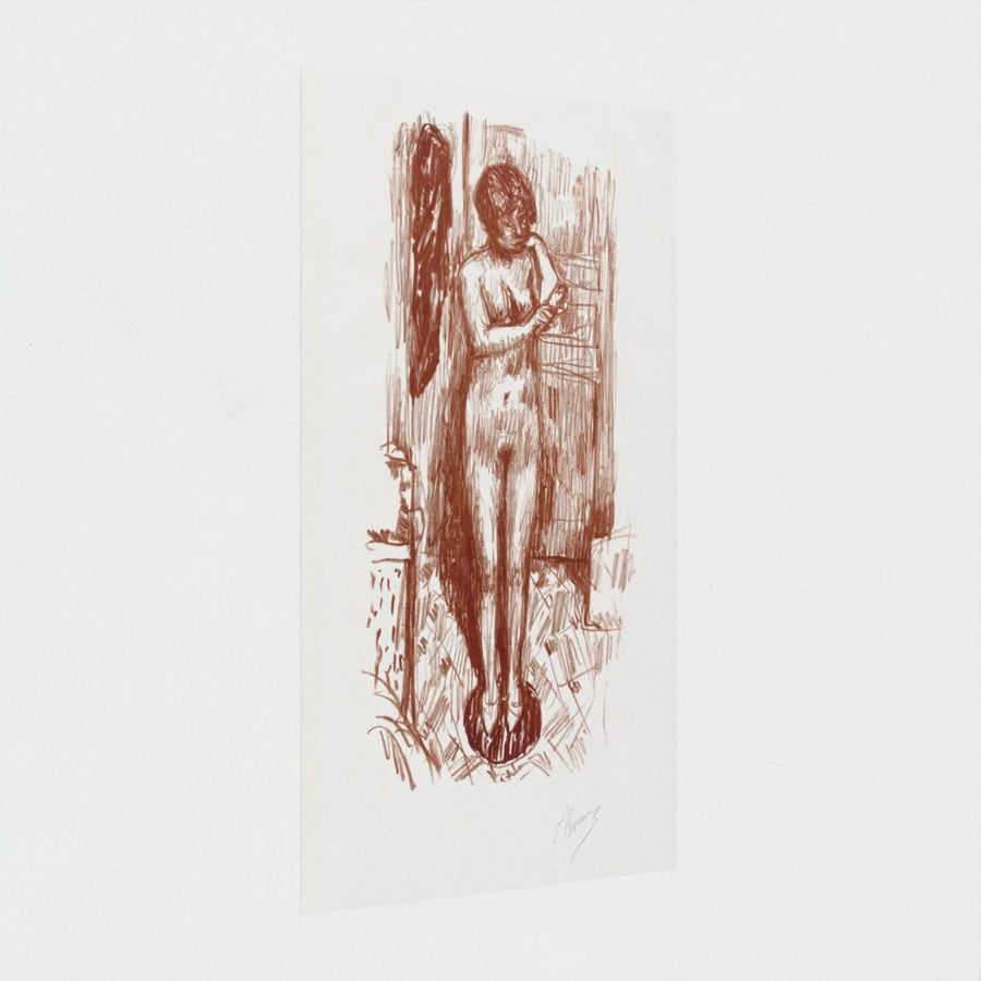 Standing Nude Woman Washing Herself — unframed, at an angle