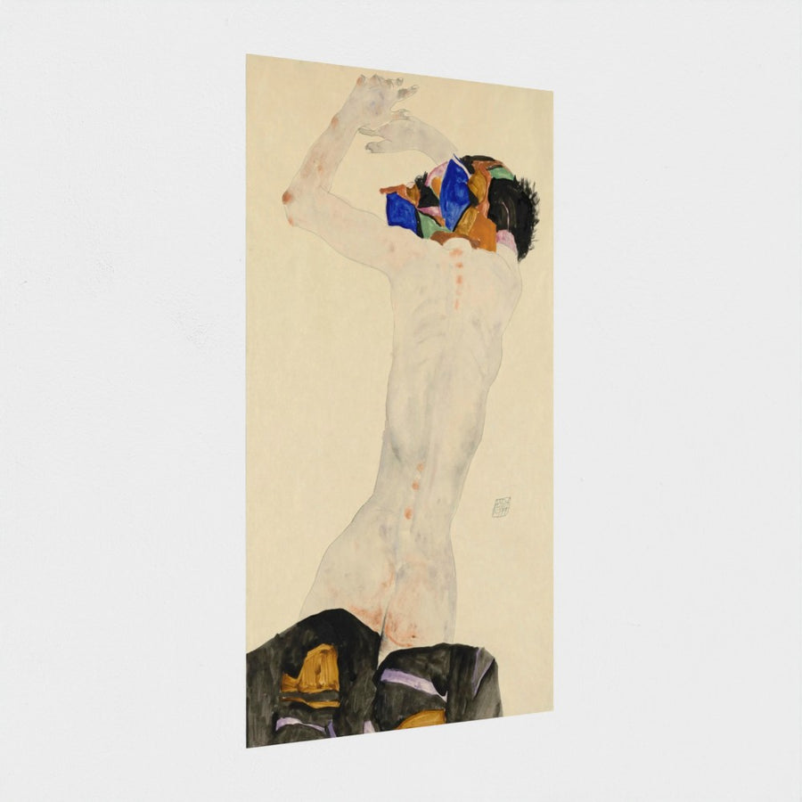 Back Nude with Coloured Cloth — unframed, at an angle