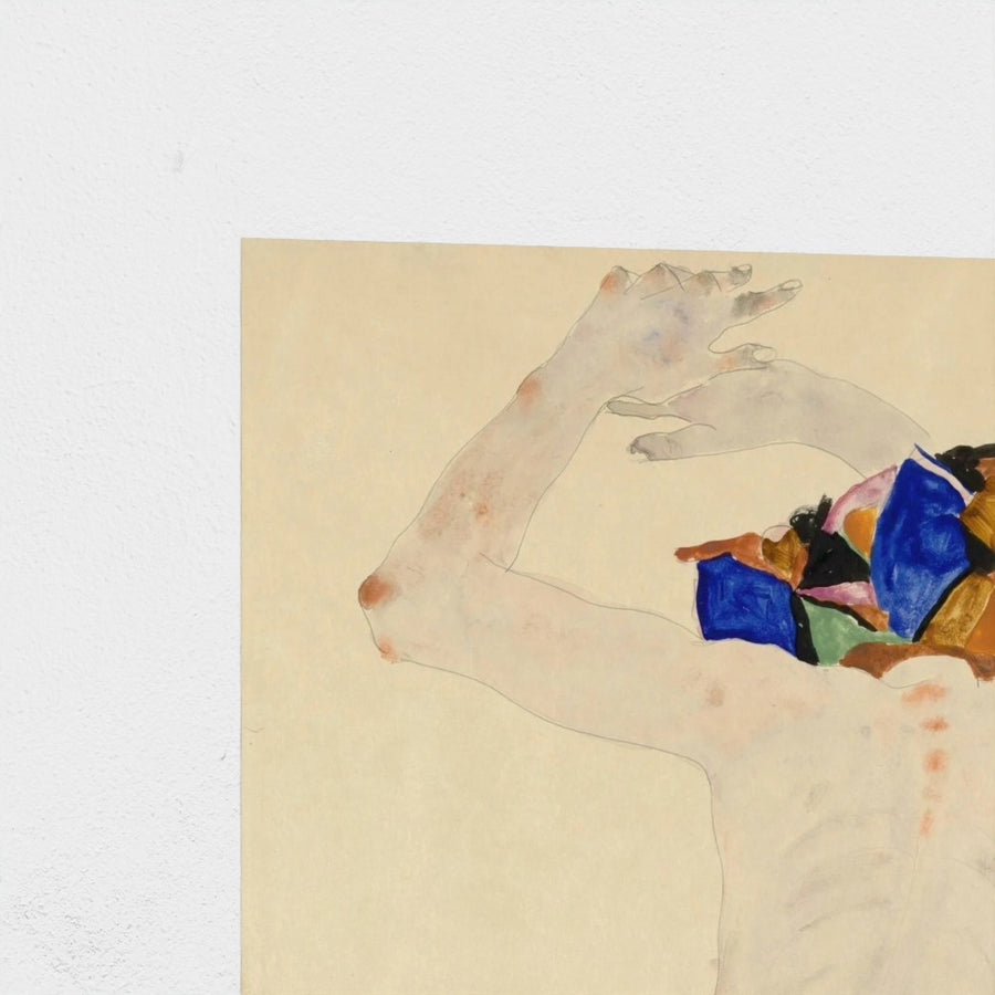 Back Nude with Coloured Cloth — unframed, corner detail