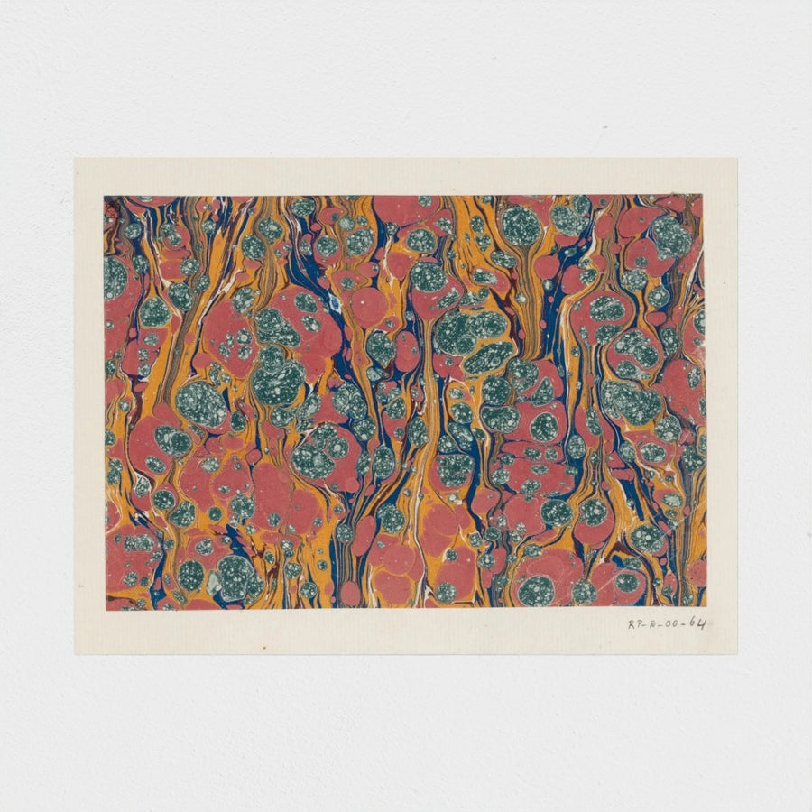 Granite-Pebble Stripe Marble in Yellow, Blue, Brown and White — unframed, front
