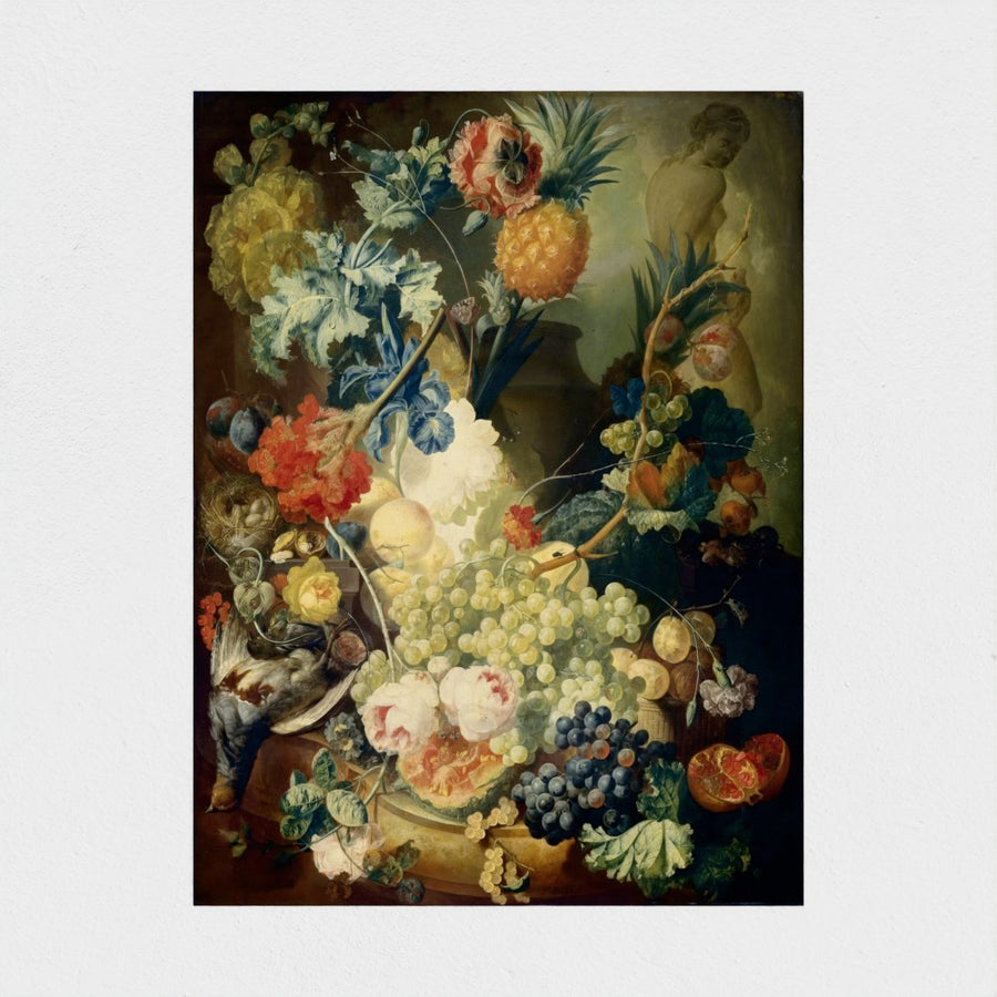 Still Life with Flowers, Fruit and Birds — unframed, front
