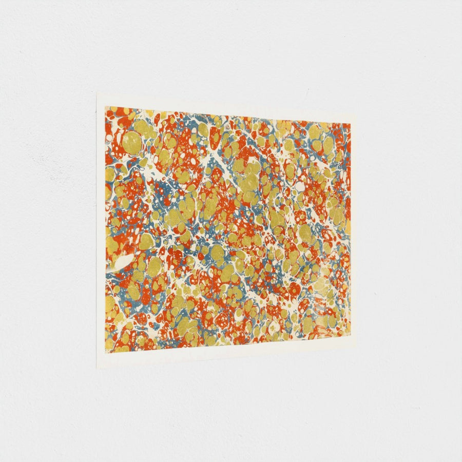Pebble Marble in Blue, Red and Green — unframed, at an angle