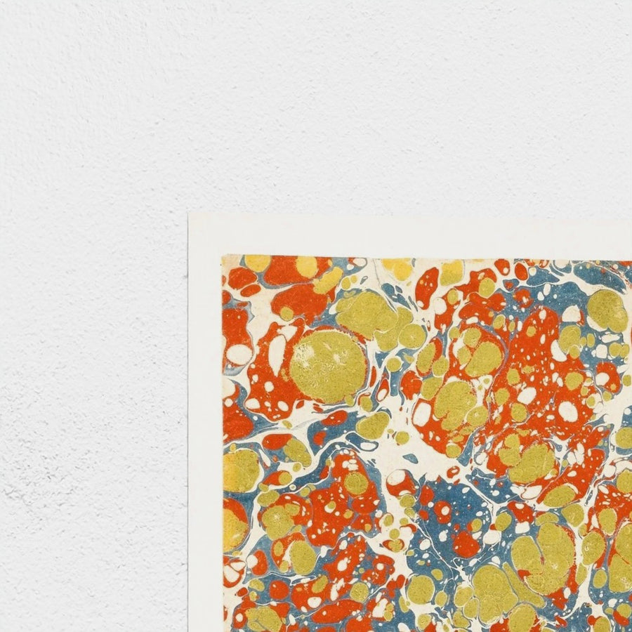 Pebble Marble in Blue, Red and Green — unframed, corner detail