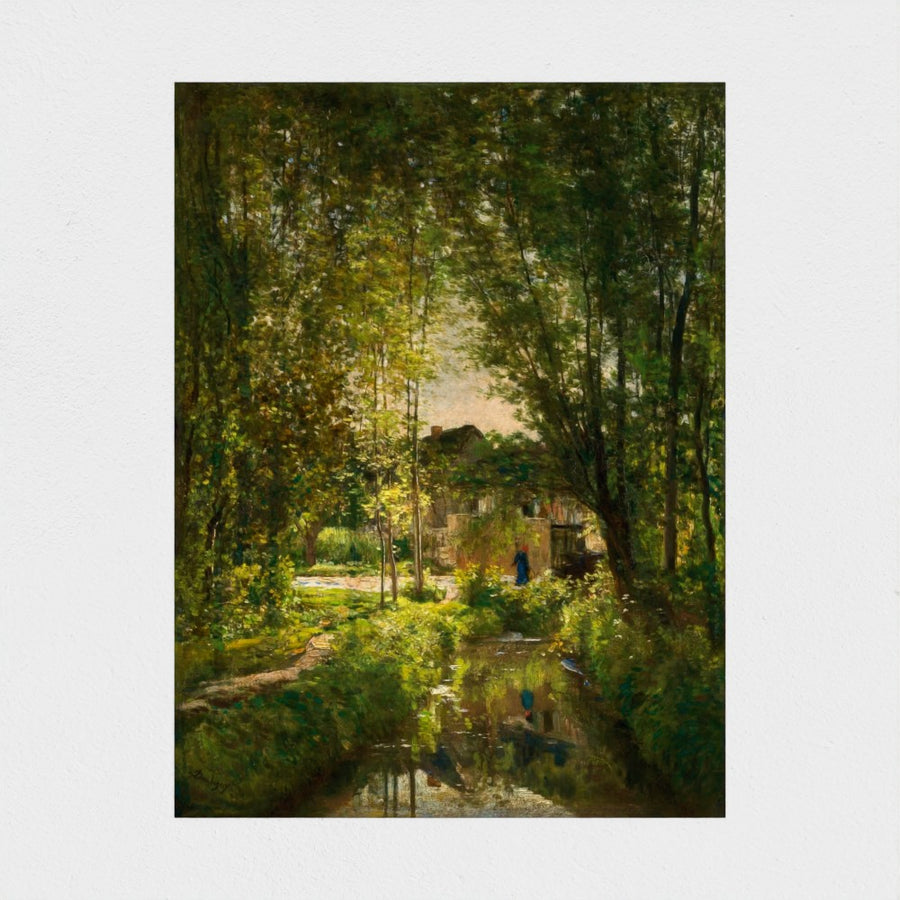 Landscape with a Sunlit Stream — unframed, front