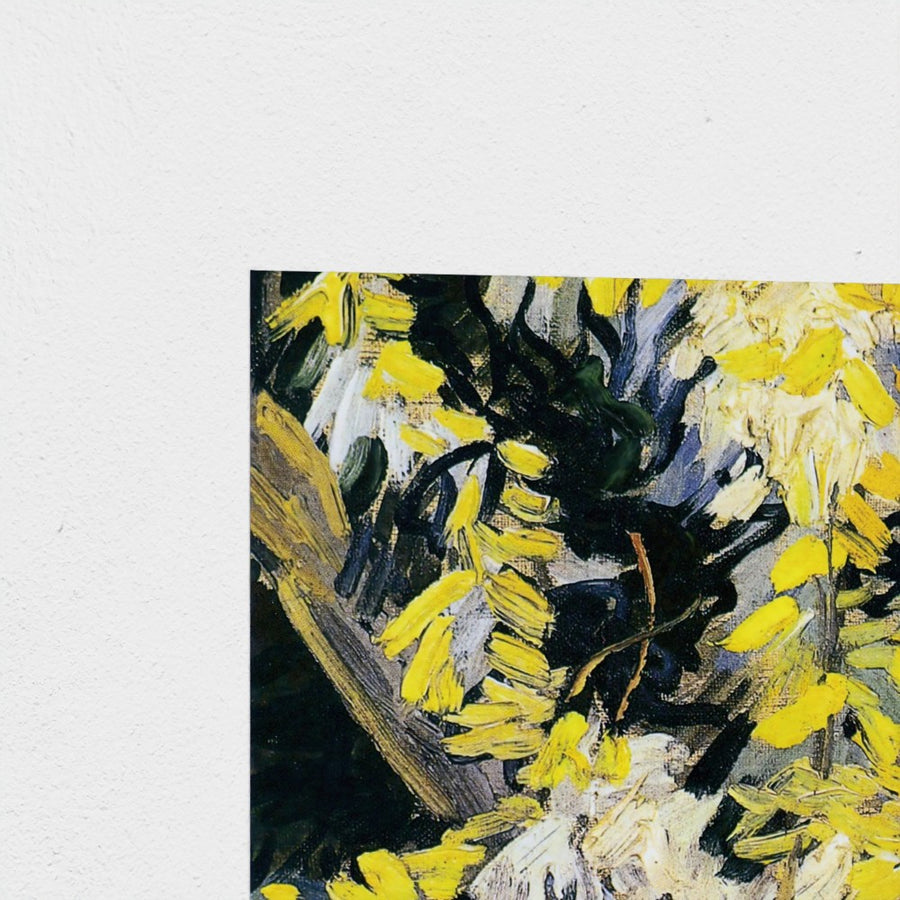Blossoming Acacia Branches — unframed, corner detail